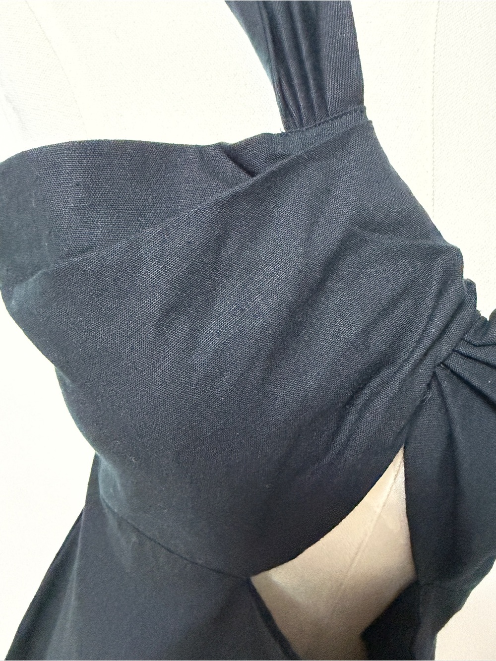 Zara NWT Black One-Shoulder Bow Midi Dress – Size XL - Picture 4 of 5